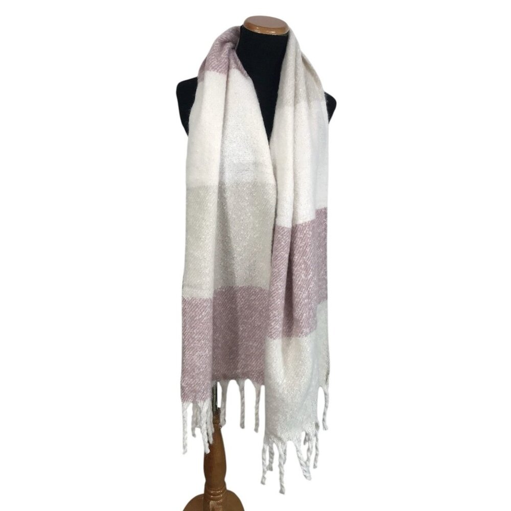 Gentle Fawn Huntington Scarf Wrap Pink Cream Fringe